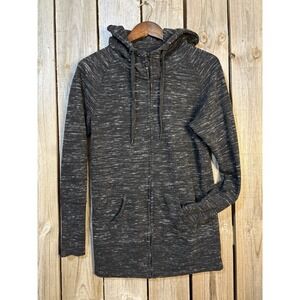 J.O. & Co Women's Large Black Heather Zip Hoodie Longline